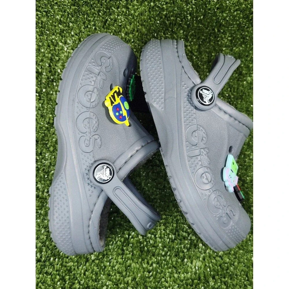 Crocs Little Kids Baya Gray Dual Comfort Clogs Slip-on Sandals Boys Size 10C